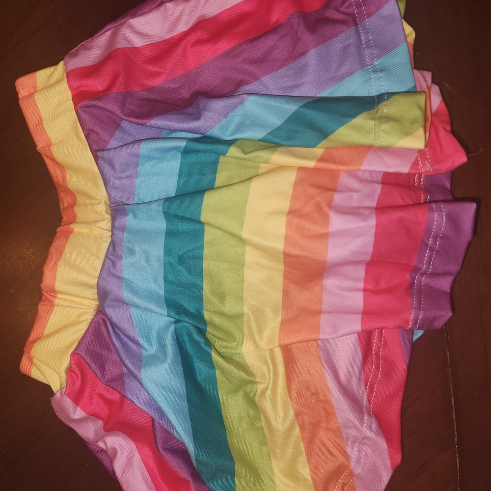Girls Rainbow Stripe Skort - Vibrant Multicolor